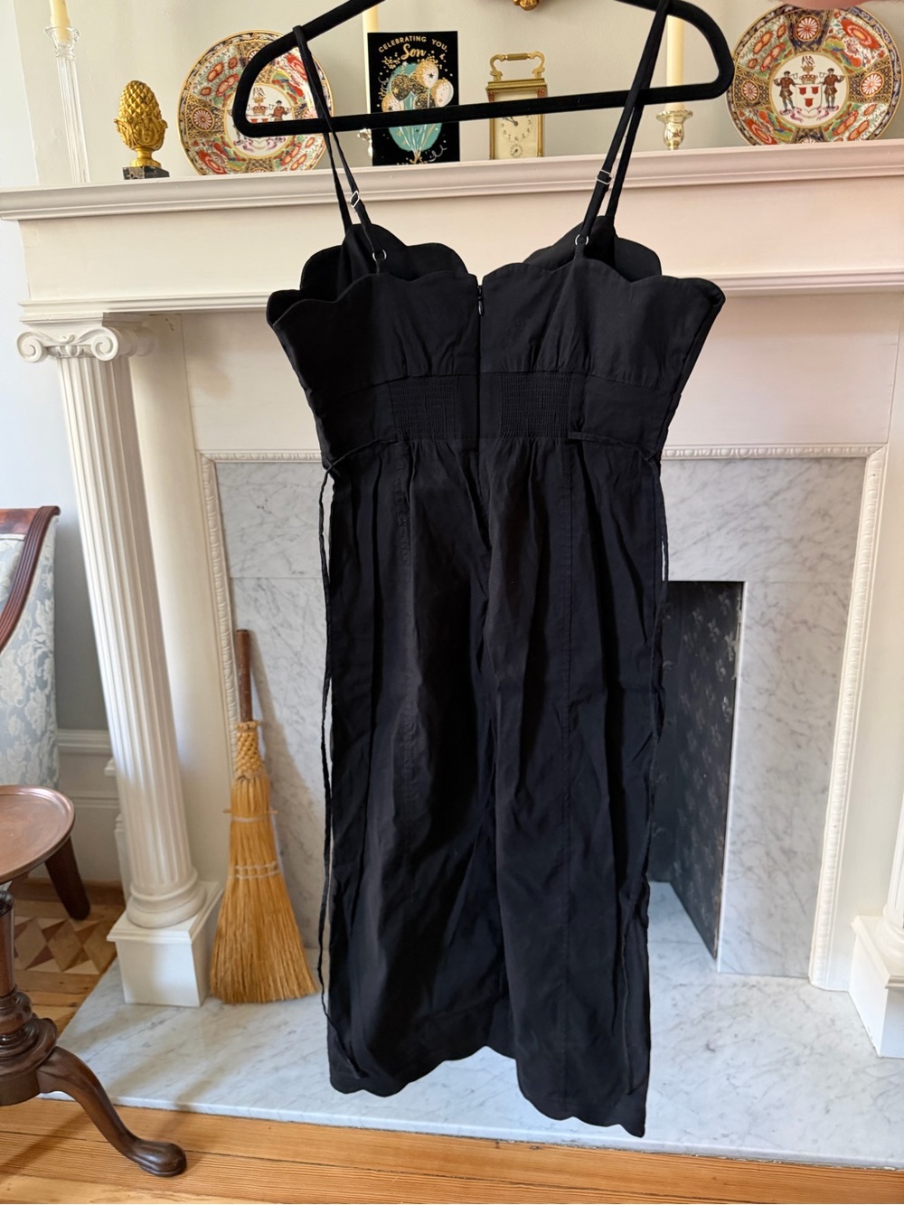 Anthropologie Black Scalloped Midi Dress - Picture 6 of 7